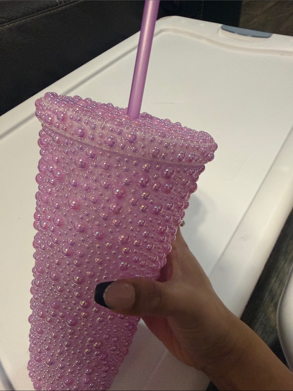 Pearl Pink Tumbler with Straw - Picture 2 of 2